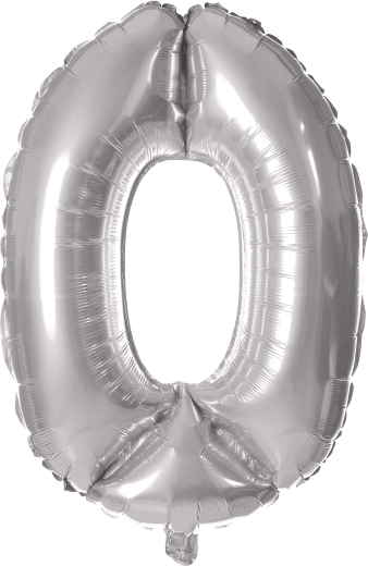Palloncino in foil numero 0 30 cm argento TORO