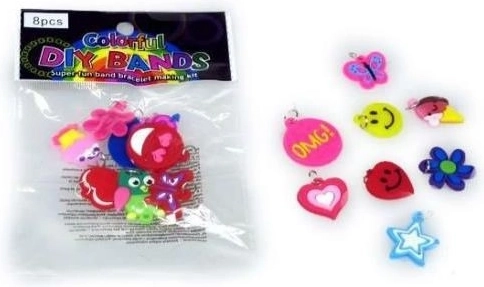 Ciondoli colorati per braccialetti di elastici – set da 8 pz