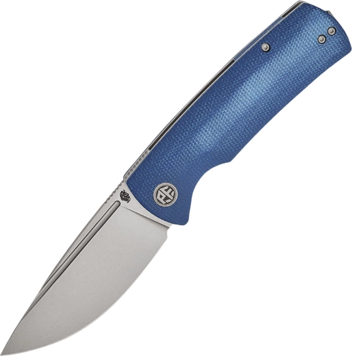 Coltello tascabile Petrified Fish Beluga, Micarta blu, lama stonewash 9,2 cm