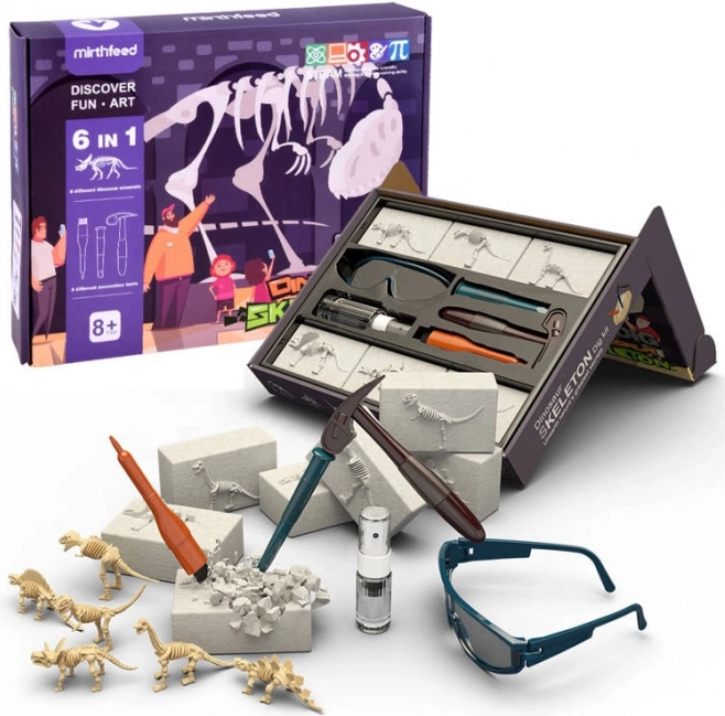 Scavi di ossa di dinosauro 6 in 1 – set paleontologico per bambini