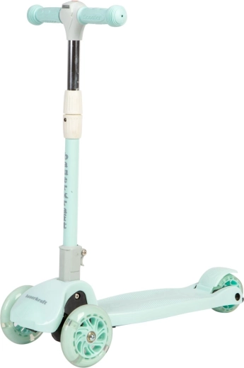 Monopattino per bambini a tre ruote bilanciato pieghevole color verde menta con ruote LED