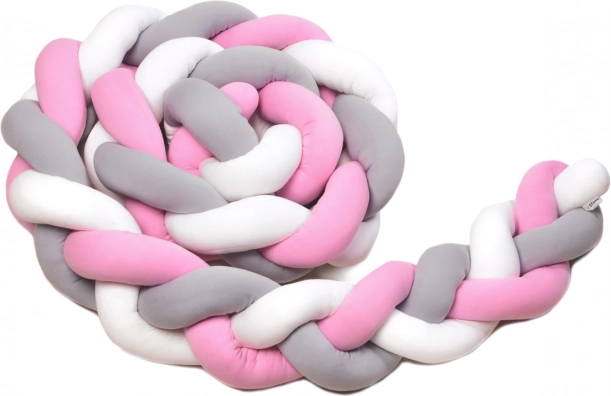 Paracolpi intrecciato T-TOMI 360 cm bianco, grigio e rosa