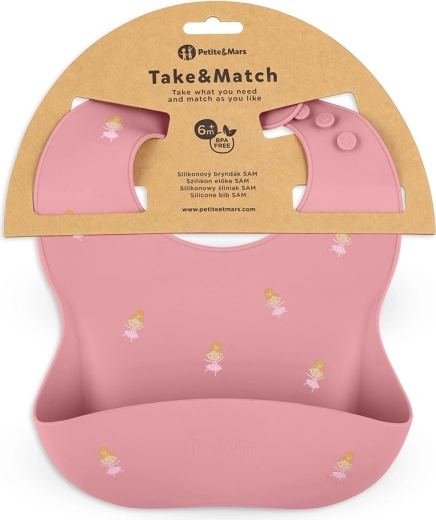 Bavaglino in silicone Petite&Mars Take&Match rose princesses 6m+