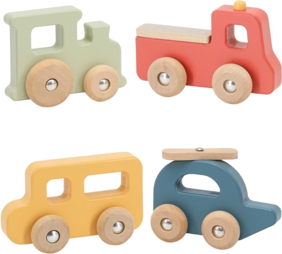 Viga PolarB set di veicoli in legno colorati, 4 pz