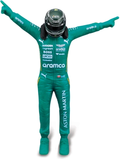 Statuina del pilota di F1 in posa celebrativa