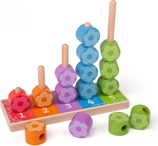 BIGJIGS impilamento in legno con fiorellini colorati