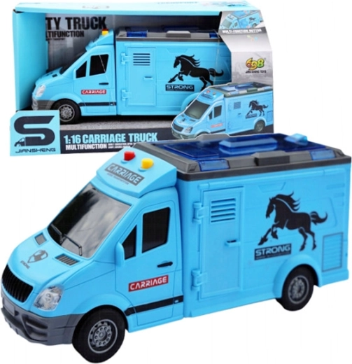 Trasportatore per cavalli blu con effetti luminosi e sonori