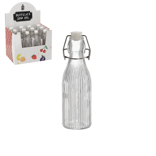 Bottiglietta rotonda da 200 ml con chiusura meccanica (12 pz)