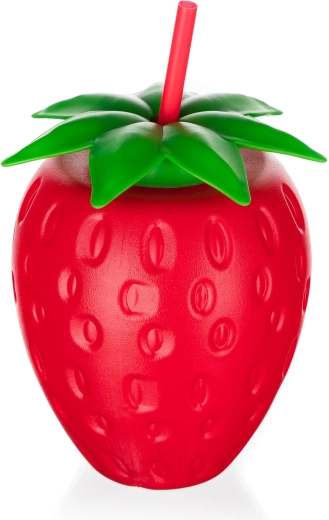 Bottiglia in plastica a forma di fragola con cannuccia 880 ml