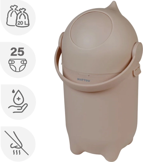 Cestino per pannolini Nattou Dropy taupe 20 l