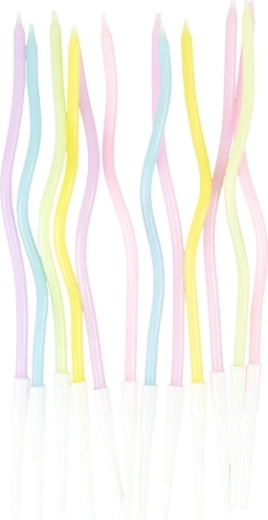 Candele torta ritorte pastello 11,5 cm (12 pz)