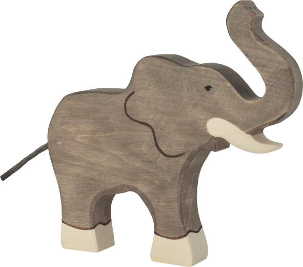 Holztiger elefante in legno con proboscide sollevata - 1 pezzo