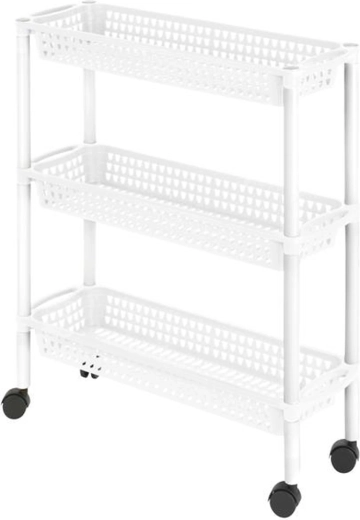 Carrello/scaffale in plastica Heidrun su ruote con 3 cestini 60 × 18 × 61 cm (colori assortiti)