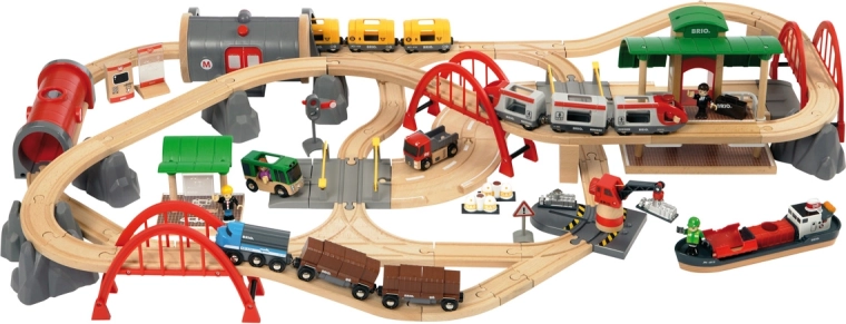 Pista ferroviaria deluxe extra grande con suoni e luci in box di plastica
