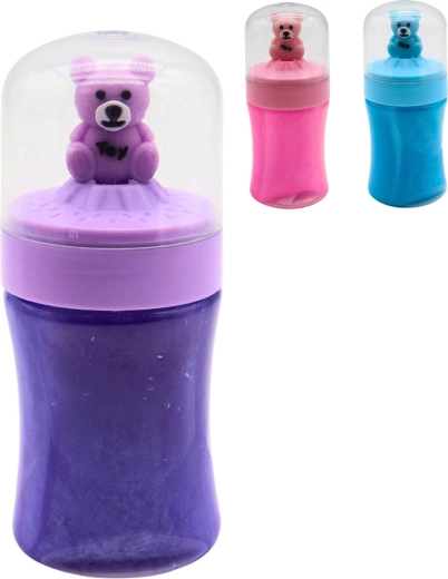Slime glitterato in vasetto con orsetto - 1 pezzo