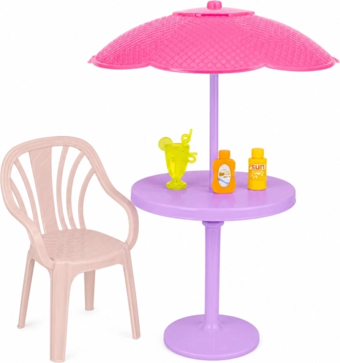 Set da giardino con ombrellone per giocare all’aperto