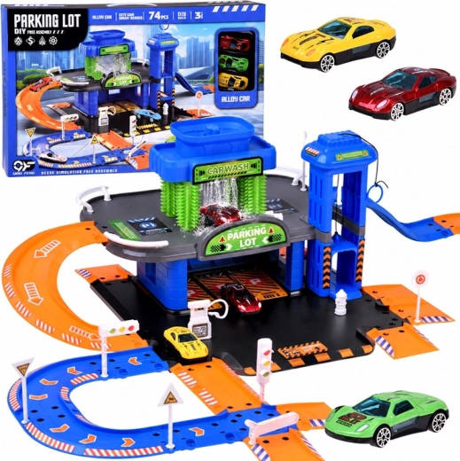 Parcheggio multipiano 3 in 1 con autolavaggio, ascensore e 3 automobiline