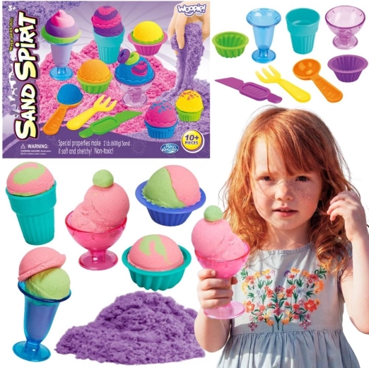 Sabbia cinetica Woopie – gelateria, set con accessori (10 pz)