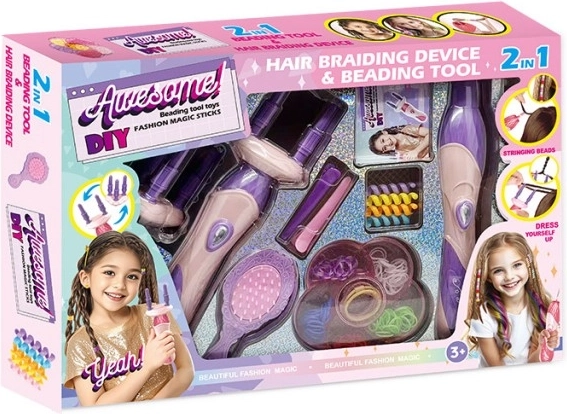 Set gioco per capelli 2 in 1 con perline ed elastici