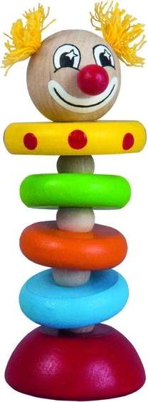 DETOA clown su elastico 12 cm – giocattolo in legno per bambini da 6 mesi