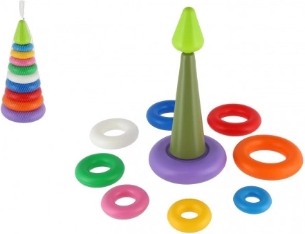 Piramide colorata impilabile con anelli