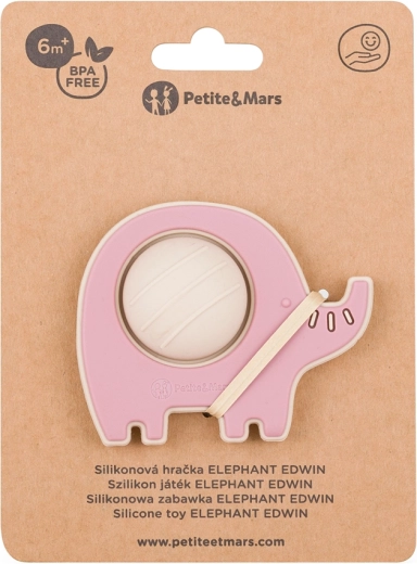 Mordicchiotto e giocattolo in silicone a forma di elefante Edwin Dusty Rose Petite&Mars