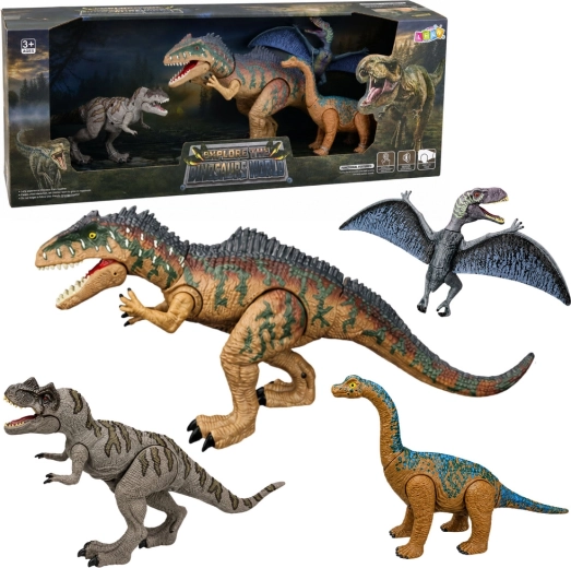 Set di dinosauri realistici con arti snodabili e suoni del T‑Rex
