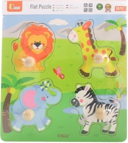 puzzle in legno con animali dello zoo con grandi pomelli