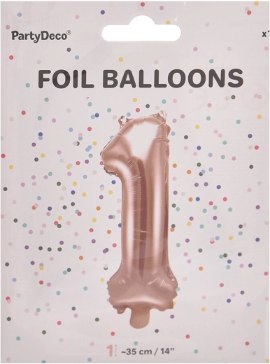 Palloncino in foil numero 1 rosa perlato 35 cm