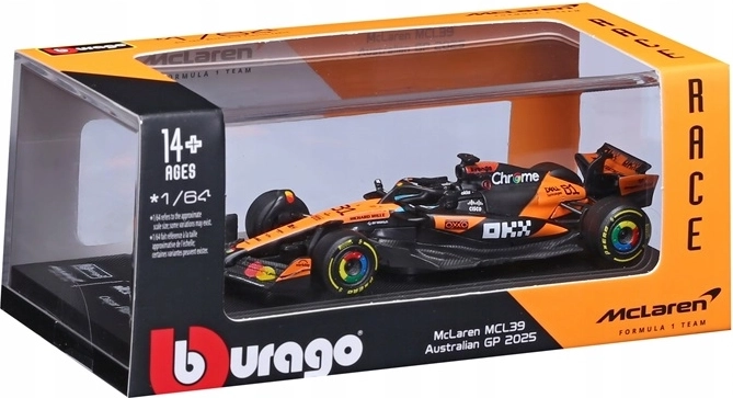 Modello da collezione BBU della monoposto McLaren MCL39 1:64 con pilota Oscar Piastri