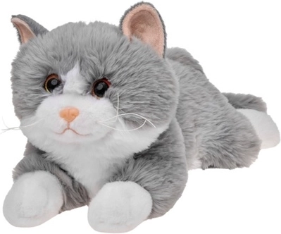 Decorazione in peluche grigio-bianca a forma di gatto