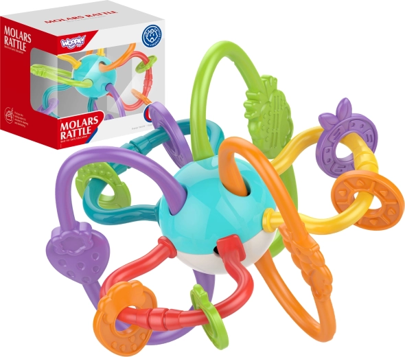Giocattolo sensoriale per bambini sonaglio e massaggiagengive 2in1 Woopie