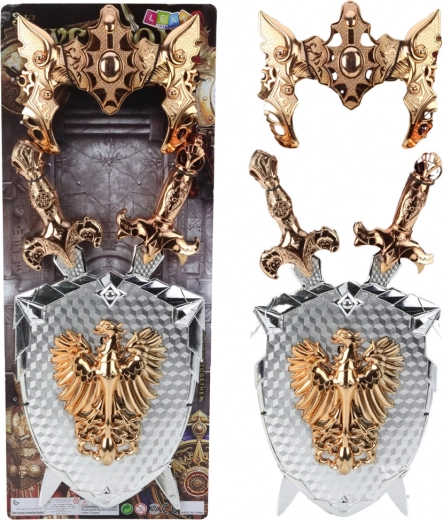 Set da Cavaliere per Bambini Scudo con Due Spade e Maschera Aquila Dorata