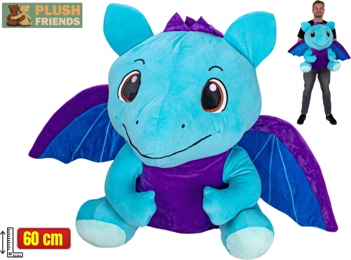 Plush Friends drago blu scuro in peluche 60 cm seduto
