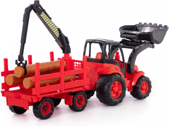 Rimorchio per tronchi con gru