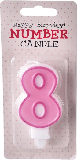 Candelina per torta numero 8 rosa 7 cm