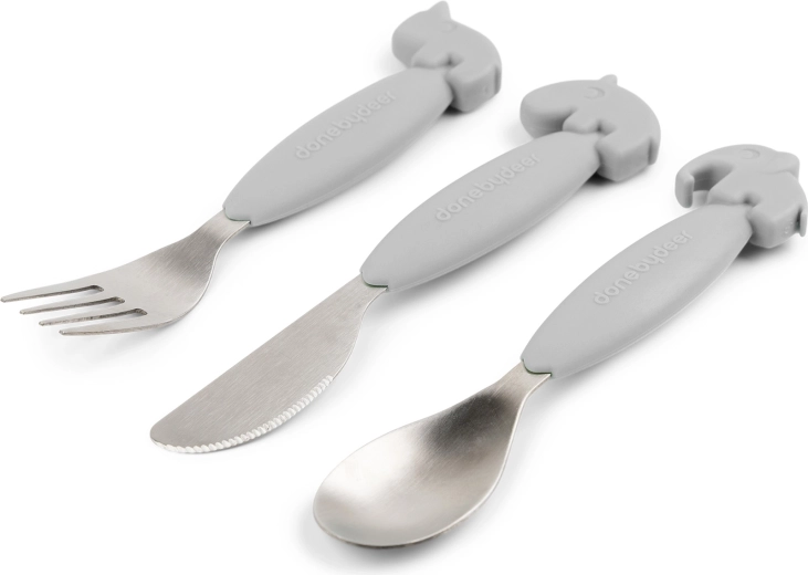 Done by Deer set di posate Easy-grip Deer friends grigio