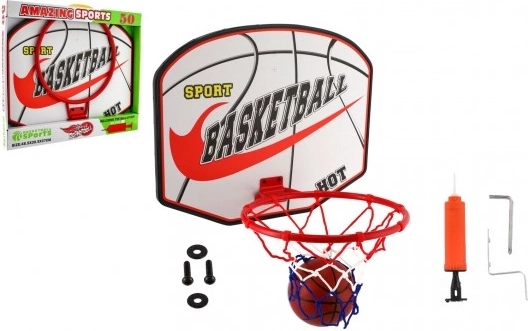 Canestro da basket da parete con pallone e pompetta