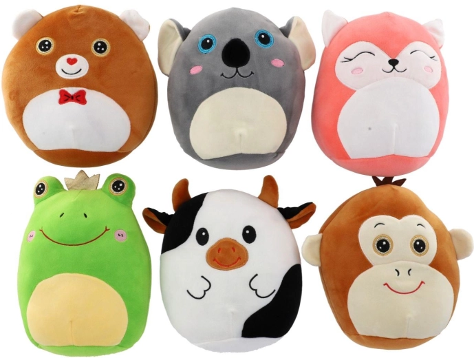 Animaletto di peluche rotondo 20 cm – koala, volpe, orsetto, ranocchia, mucca e scimmietta