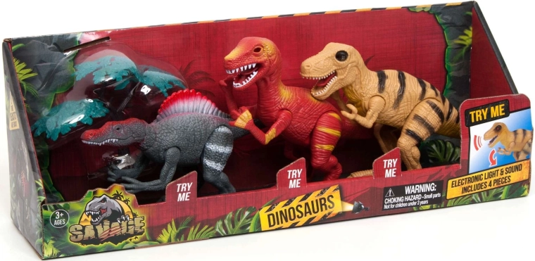 Tre dinosauri e un alberello in un’unica confezione