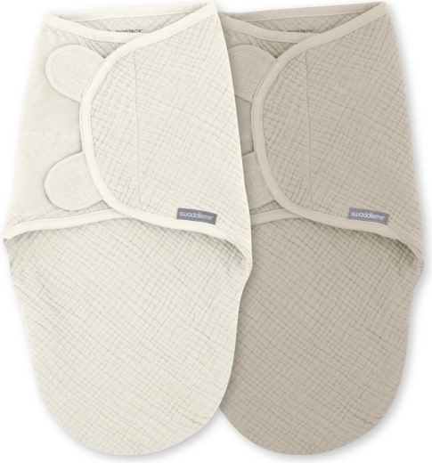 Fasce swaddling in mussola SwaddleMe™ Cocoon 1 TOG per neonati 0–3 mesi, Cream/Cashew, 2 pezzi