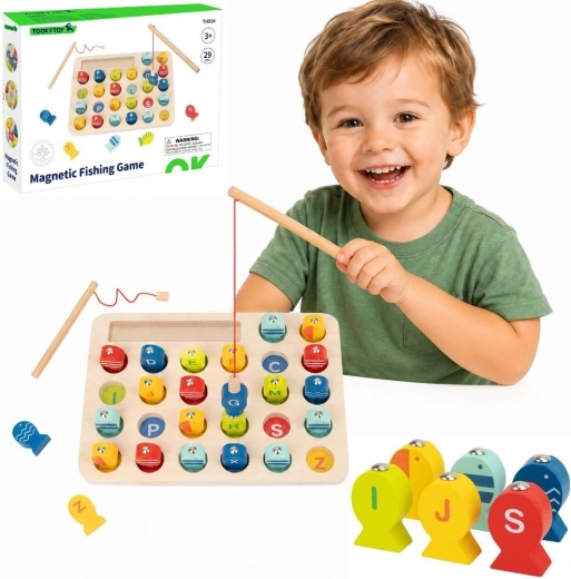 Gioco da pesca magnetico in legno con lettere Tooky Toy