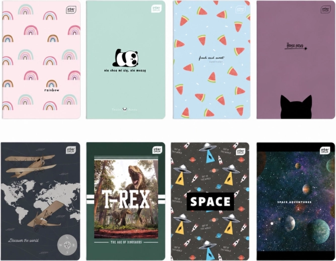 Quaderno scolastico A5 – tre righe, 32 fogli, mix di motivi Interdruk - 1 pezzo