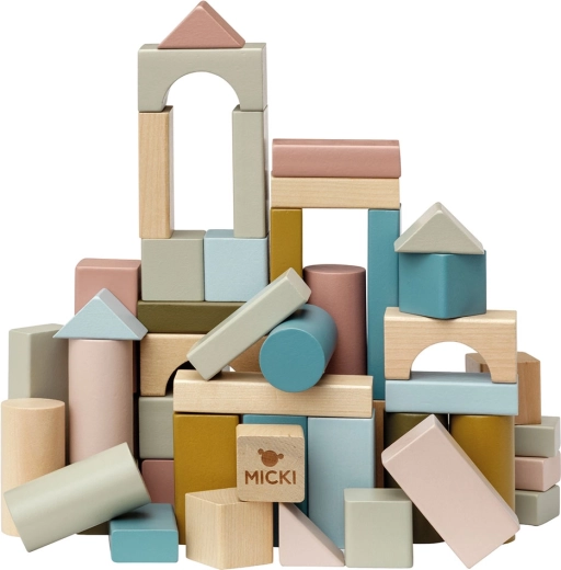Blocchi di legno pastello per bambini 60 pz Micki