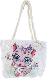 Borsa a tracolla in tessuto con motivo gattino