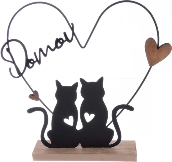 Decorazione gatto “Casa” in legno e metallo