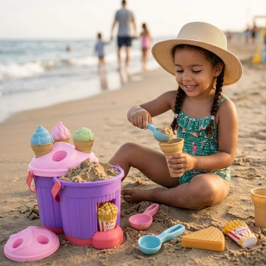 Gioco creativo in spiaggia e nella sabbiera