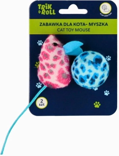 Topolino di peluche e pallina per gatto