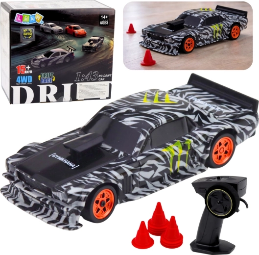 Auto sportiva RC da drift nera 1:43