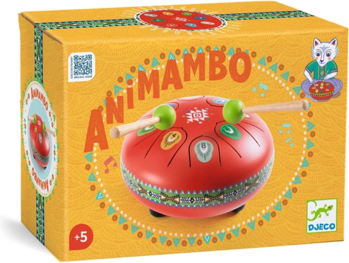 Djeco Animambo tamburo a linguette rosso con carte con note